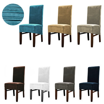 Stretch Velvet Dining Chair Cover Seat, Dining Room Chair Seat Covers Large
