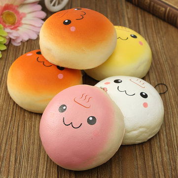 10cm cute smiling expression kawaii squishy bread keychain bag phone charm strap Sale - Banggood.com