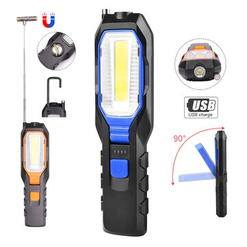 XANES® COB LED Work Light 4-Modes USB Rechargeable Working Flexible Magnetic Inspection Lamp Flashlight Emergency Torch