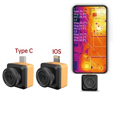 INFIRAY T2S+ Thermal Imaging Camera 256×192 for Smart Phone IOS Type-C Connector PCB Floor Heat Inspection Infrared Thermal Imager
