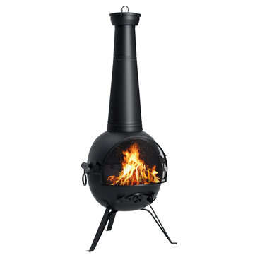 Singlyfire 54.5 Inches Fire Pit Chimenea Fireplace Cast Iron Outdoor Fireplace Garden Treasures Cast Iron Wood Burning