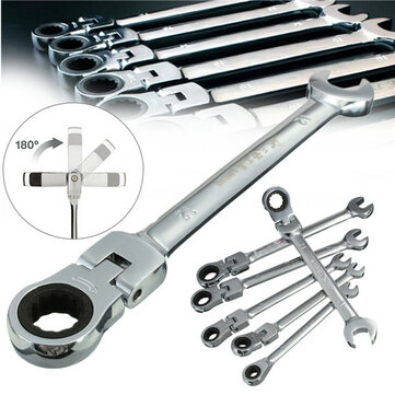 Flexible Head Combination Ratchet Spanner Wrench Set 7-12MM Quality Top N0S4 