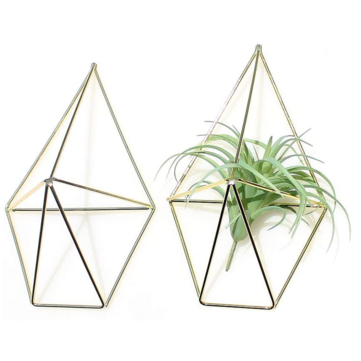 2 Pcs Wall Mounted Geometric Flower Stand Wall Hanging Wrought Iron Plant Storage Rack Holder Home Office Decor