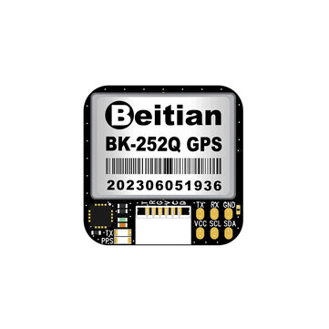 Beitian BK-252Q GPS Module With QMC5883 Compass NMEA UBX Dual Protocol Drone UAV GNSS Receiver Module for FPV Return Rescue Racing Drone RC Airplane Compatible F4 F7 Flight Controller