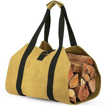 Firewood Carrier Log Carrier Wood Carrying Bag for Fireplace 16oz Waxed Canvas 