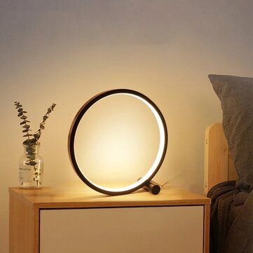 25CM LED Dimmable Table Lamp Circular Desk Lamps USB Night Light for Living Room Bedroom Bedside Lamp