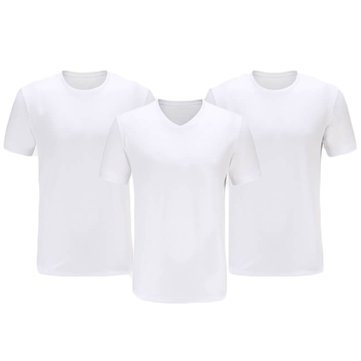 3pcs white mens quick dry round neck and v neck t-shirts breathable ...