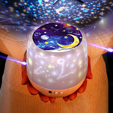 Rotation Led Night Light Ceiling Projector Kids Star Sky Moon Baby Bedroom Atmosphere Making Banggood Com - Led Light Star Ceiling Projector