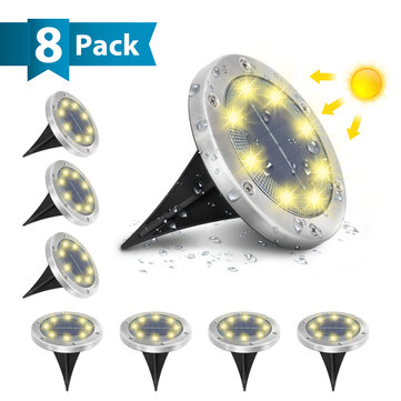 8pcs AMBOTHER Solar Power LED Garden Pathway Outdoor Waterproof In-Ground Lights for Patio Yard Decoration