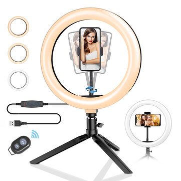 BlitzWolf BW－SL3 10inch Dimmable LED Ring Light Tripod Stand USB Plug for TikTok Youtube Live Stream Makeup with Phone Clip － Black