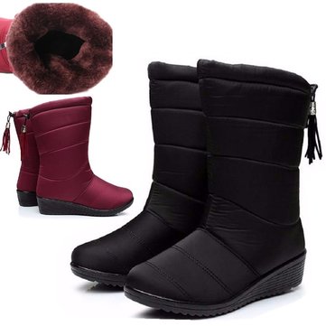 Women's winter outdoor snow boots waterproof rain boots non-slip keep warm  thick fluff Sale - Banggood.com