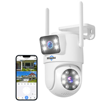 Hiseeu WS03 3MP+3MP 8X Digital Zoom Wifi Surveillance Camera Dual Lens Color Night Vision Human Detection 2-Way Talk IP65 Waterproof 2.4G/5G Outdoors Wireless Security PTZ IP Cameras