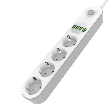 LDNIO SE4432 2500W Power Strip with 4 Outlets+4 USB-A Extension Socket EU Plug 10A for Phone Tablet Home Appliances