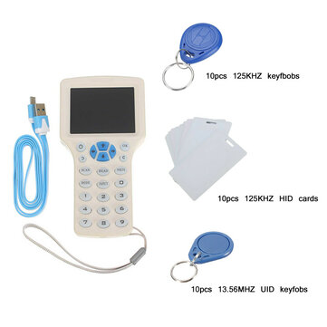 English Multi-Frequency RFID ID/IC Card Copier Reader Writer with IC ID Key Chain USB Cable