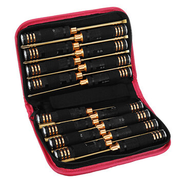 Yunzhong 16Pcs Hex Phillips Screw Nut Flat Screwdriver Tools Set with Bag for RC Helicopter