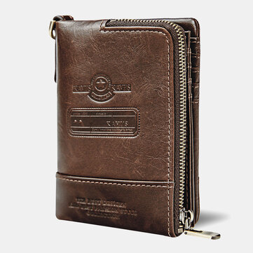 Men Genuine Leather Short Retro Multi card Slot RFID Anti theft ID Wallets Card Case Multifunctional Money Clip Coin Purse Wallet