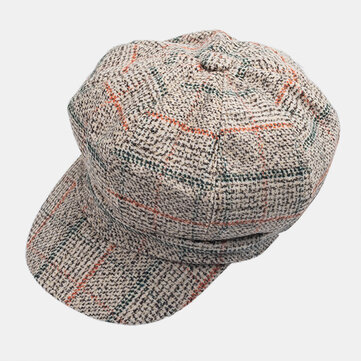 Unisex Cotton Retro British Style Plaids Painter Newsboy Hat Beret Hat Octagonal Hat