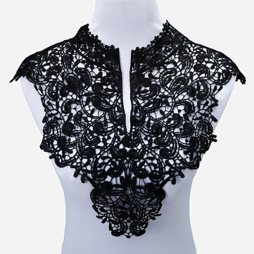 $2.99 For Beautiful Black & Off White Embroidery Big Flowers Lace Neckline Fabric DIY Collar Lace Fabrics