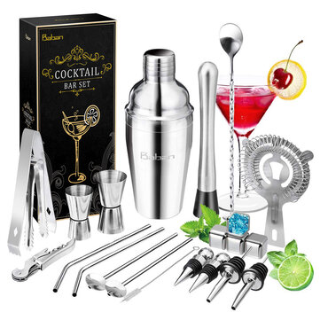 Baban 22PCS Cocktail Shaker Set Professional Bar Stainless Steel 550ml Mixer Accessories Bartender Kit