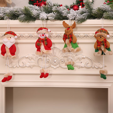 Loskii Christmas Decorations Christmas Tree Elk Doll Santa Snowman Ornaments New Year Decoration