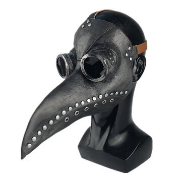 Halloween Cosplay Steampunk Plague Doctor Mask Bird Beak Props Retr Gothic Masks - Black