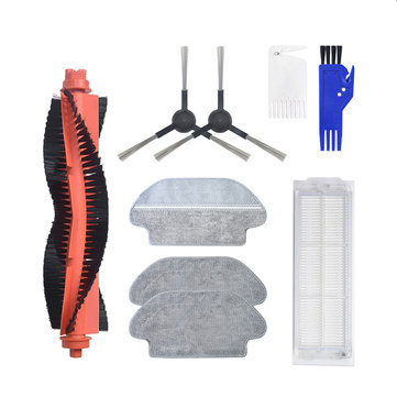 9pcs Replacements for XIAOMI MIJIA 2 in1 STYJ02YM Vacuum Cleaner Parts Accessories 2*Side Brushes 2*Wet Rag 1*Wet Dry Rag 1*Roll Brush 1*Filter 1*White Comb 1*Blue Comb