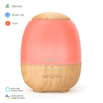 BlitzWolf� BW-FUN3 Wi-Fi Essential Oil Diffuser Ultrasonic Aromatherapy Humidifier APP Control Amazon Alexa Google Home Control with 7 Colorful Light