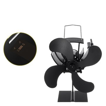 US$34.99 % Eco Friendly 4-Blade Heat Powered Stove Fan for Wood/Log Burner/Fireplace 203CFM Thermal Power Fan With Thermometer  Electrical Equipment & Supplies from Tools, Industrial & Scientific on banggood.com