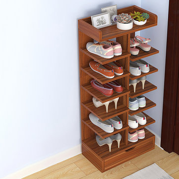 6 7 8 Layer Wooden Shoe Racks Storage, Wooden Shoe Organizer Furniture