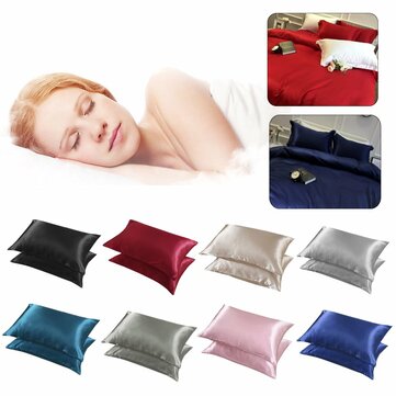 2pcs Silky Soft Pillow Case Bed Cushion Cover Pillowcase
