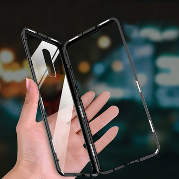 US$10.99 % Bakeey 360° Magnetic Adsorption Metal Tempered Glass Flip Protective Case for OnePlus 7  Cases & Leather from Mobile Phones & Accessories on banggood.com