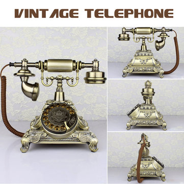 Vintage Antique Style Old Fashioned Push Button Rotate Dialing Dial Telephone 