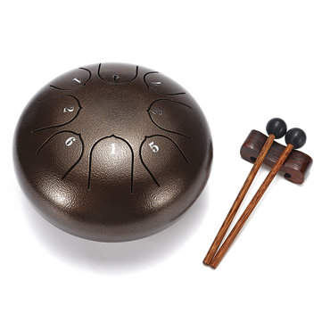 6 Inch 8 Notes G Tune Steel Tongue Drum Handpan Instrument with Drum Mallets and Bag